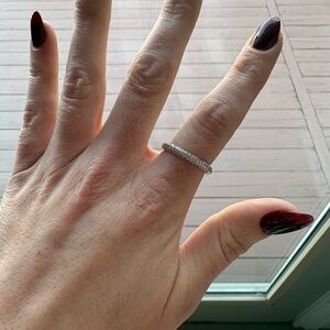 David Yurman Silver Band with Diamonds Ring